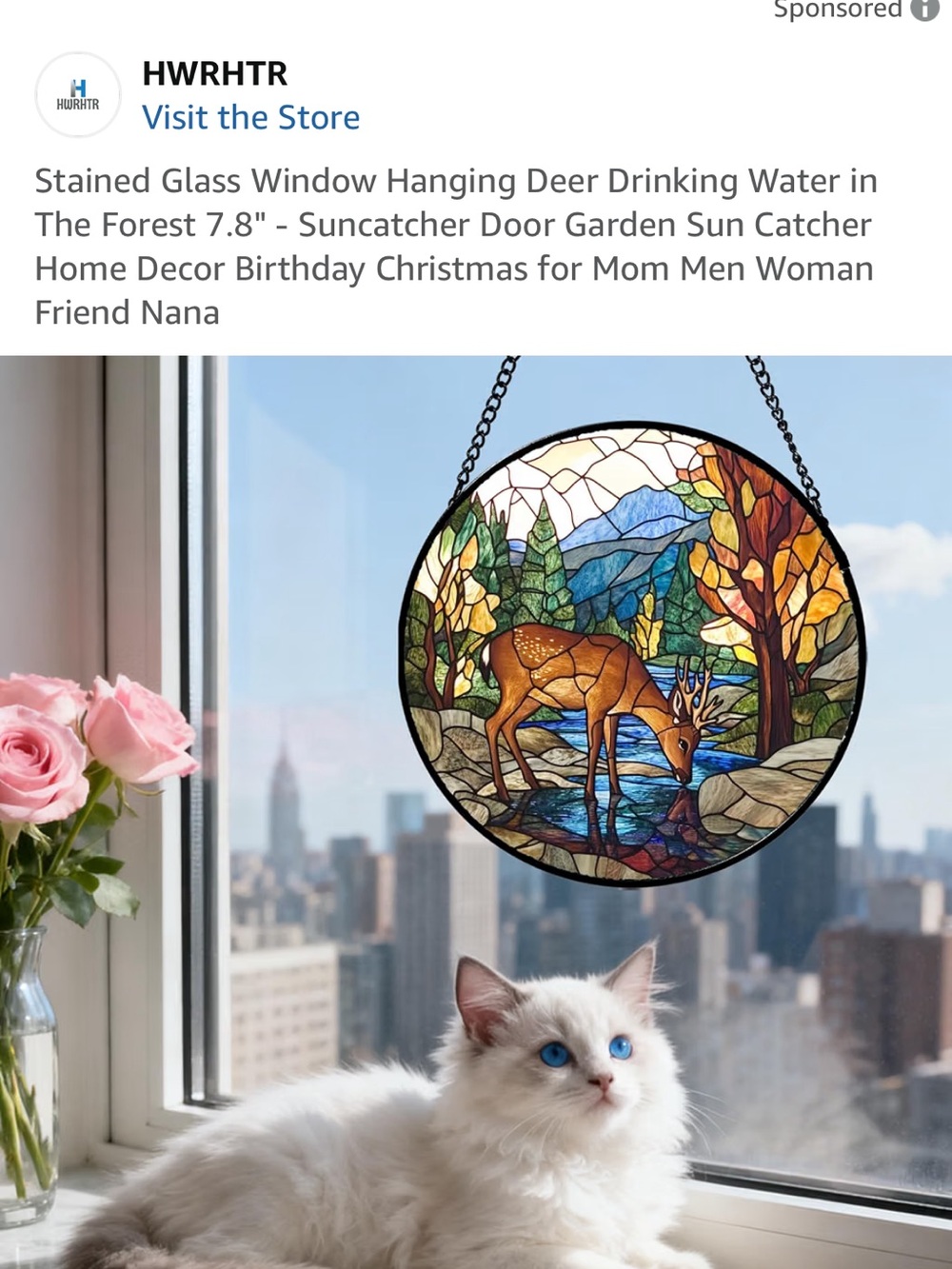 Stained Glass Deer Suncatcher - Multicolor